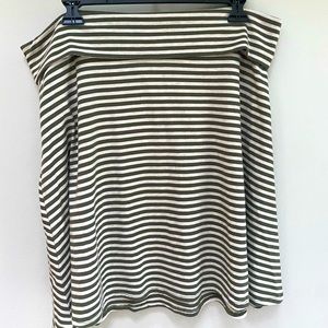 Green and Cream Striped Mossimo Supply Co Skirt (XL)